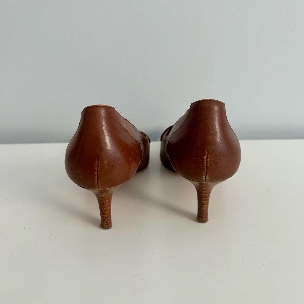 Brooks Brothers Brown Leather Women's Kitten Heels - Picture 3 of 3